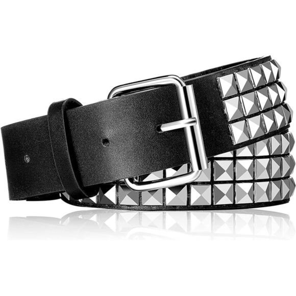Geyoga Studded Belt Metal Punk Rock Rivet Punk Leather Threads Studded Goth Belt main image 4